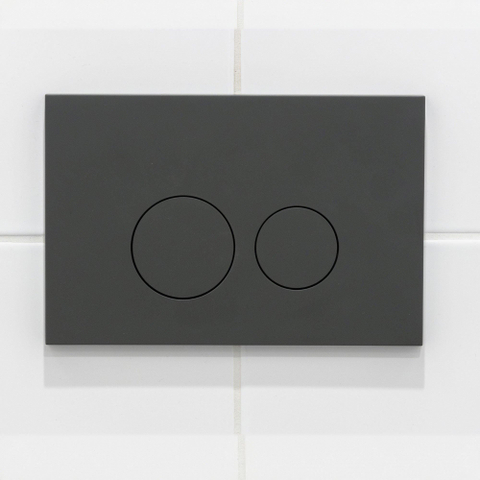 Pack WC QeramiQ Dely Swirl Compact - réservoir encastrable Geberit UP320 - avec bâti-support Burda - abattant slim - plaque de commande en plastique anthracite mat - boutons ronds - blanc brillant SW1592302