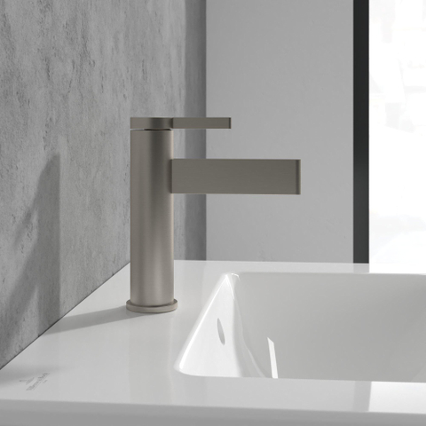 Villeroy & Boch Dawn 1 greeps wastafelkraan - zonder pop up afvoergarnituur - Brushed Nickel (rvs) SW974107