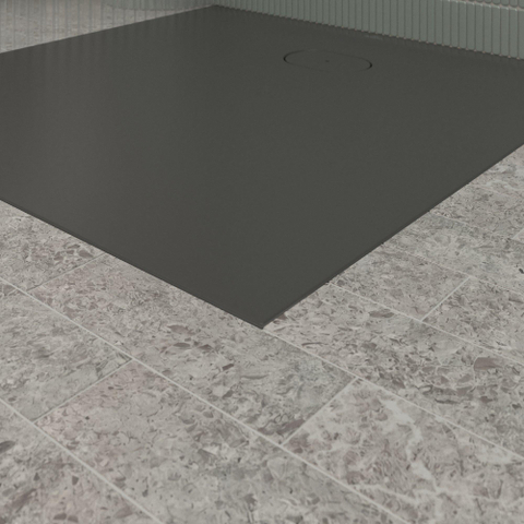 Villeroy & Boch Ecora douchebak - 100x100x3.5cm - afvoer korte zijde - anthracite (antraciet) SW1558878