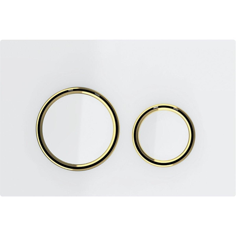 Geberit Sigma50 bedieningsplaat - 2-toets spoeling - rond - dualflush - wit messing SW420762