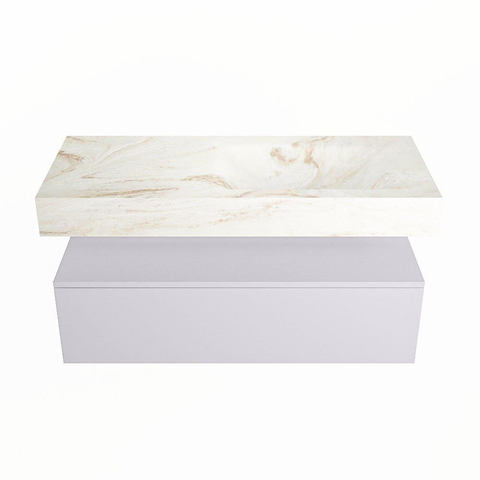Mondiaz ALAN-DLUX Ensemble de meuble - 110cm - meuble Cale mat - 1 tiroir - Lavabo Cloud Frappe suspendu - vasque Droite - 0 trous de robinet SW805344