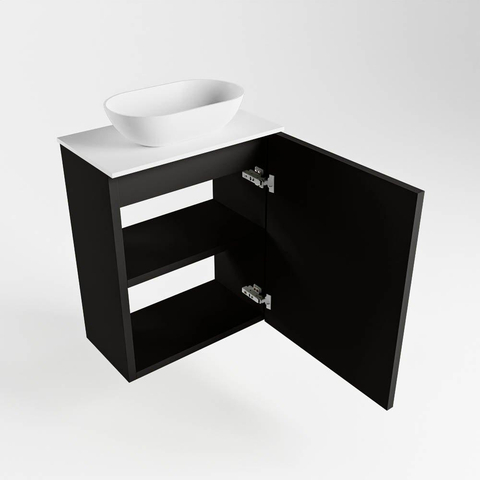 Meuble de salle de bain Mondiaz Fowy 40x50x23cm urban mat 0 trous de robinet lavabo : centre 1 porte solid surface avec plan MDF couleur lavabo : blanc SW760855