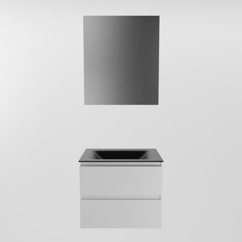 Mondiaz AIVY Ensemble de meuble - 60x45x50cm - 0 trous de robinet - 1 vasque Urban Solid surface - Centre - 2 tiroirs - avec miroir - MDF Talc SW892133