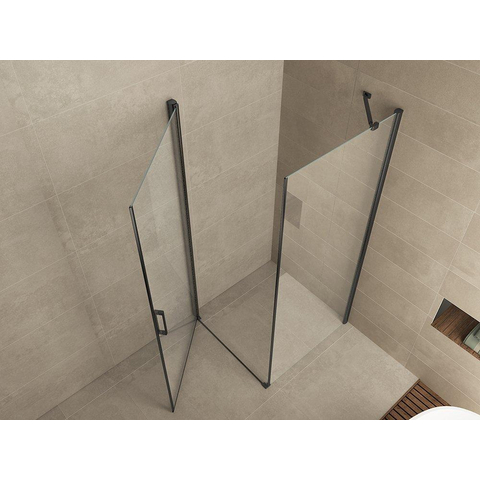 Wiesbaden Salone Cabine - met 1 draaideur - 100x100x200cm - 8mm - nano helder glas - mat zwart SW545131