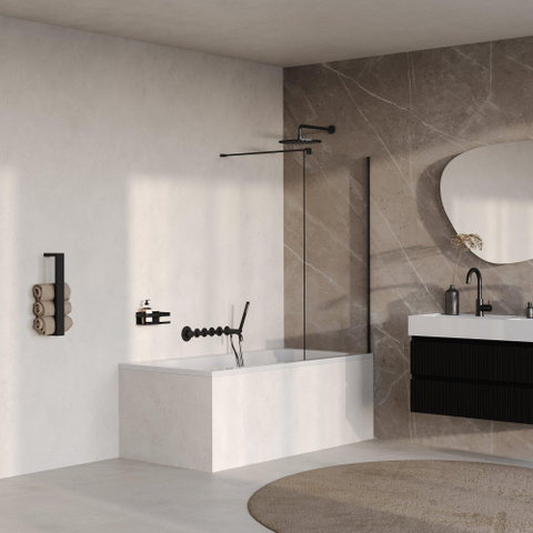 BRAUER Oblivion Badwand - 80x140- helder glas - incl. glascoating - mat zwart SW1580863