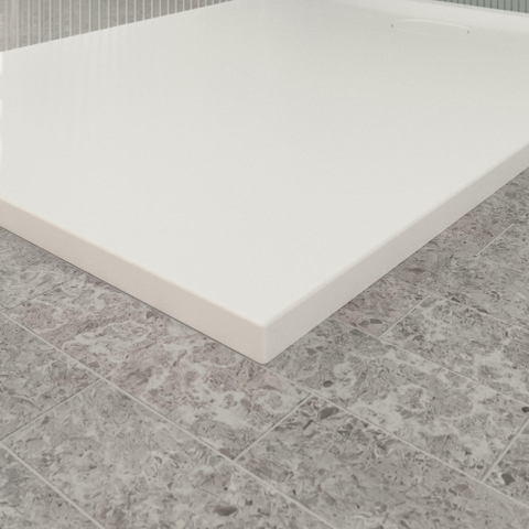 Villeroy & Boch Ecora douchebak - 140x100x3.5cm - afvoer korte zijde - stone white (wit) SW1559016