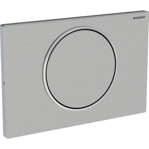 Geberit Sigma10 bedieningsplaat - spoel-stop spoeling - rond - vergrendeling geborsteld - gepolijst rvs geborsteld 0730031