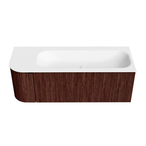 Mondiaz KURVE Badkamermeubelset - 125x46x40cm - 1 lade - 1 deur - wastafel solid surface - rechts - zonder kraangat - Ruby SW1415290