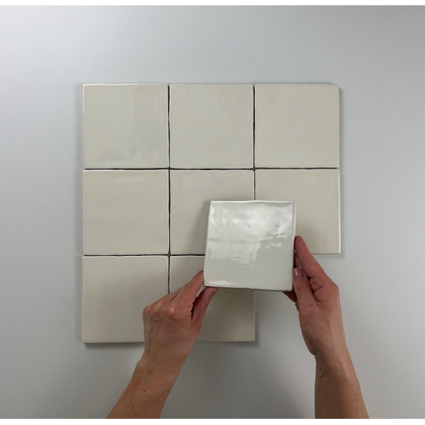 ÉCHANTILLON Terravito Viondo carreau mural - 13x13cm - 10mm - Carré - Blanc ivoire Brillant SW735916