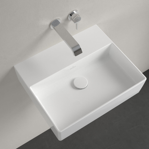 Villeroy & Boch memento 2.0 wastafel - voor handdoekhouders - 50x42cm - zonder overloop - zonder kraangat - White Alpine (glans wit) SW358423