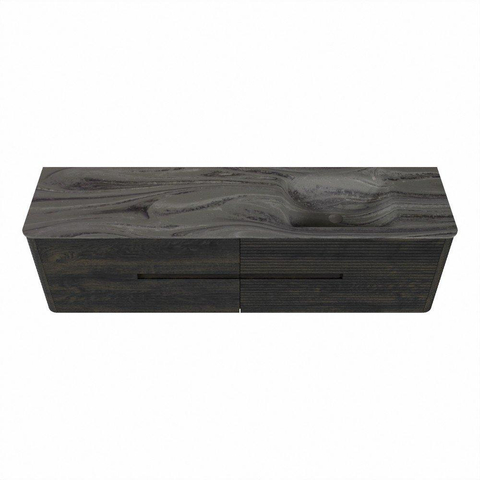 Mondiaz CIRO-DLUX Badkamermeubelset - 180x45x50cm - Solid surface wastafel Sombra - 1 wasbak Rechts - 1 kraangat - 4 lades - Shadow SW1532795