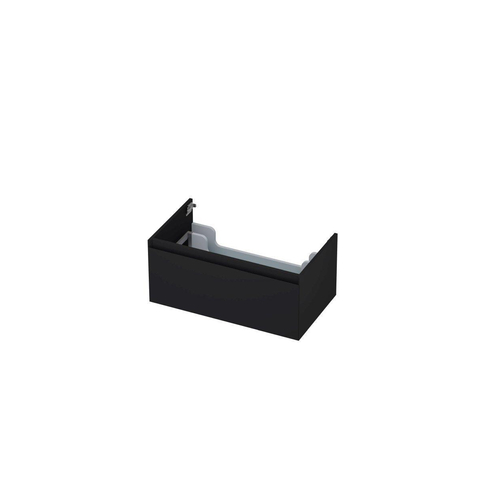 INK Meuble sous-lavabo - 80x45x35cm - 1 tiroir - sans poignées - finition à 45 degrés tout autour - MDF laqué noir mat SW207389