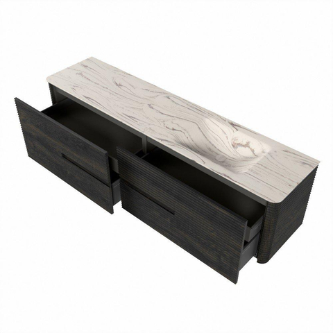 Mondiaz CIRO-DLUX Badkamermeubelset - 190x45x50cm - Solid surface wastafel Nata - 1 wasbak Rechts - zonder kraangaten - 4 lades - Shadow SW1532612