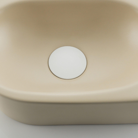 QeramiQ Fuente pack lave-mains – demi-rond – 40 x 21,5 x 12 cm – céramique beige – perçage à droite – robinet blanc mat SW1232807