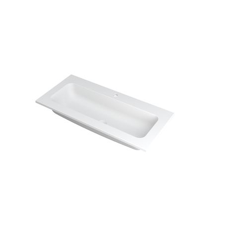 Ink faktor lavabo 100x1.5x45cm 1 trou pour robinet évier polystone blanc mat SW207260
