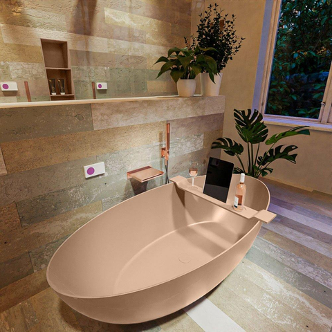 MONDIAZ ROCK Baignoire îlot - 170x70cm - couleur Plata / Talc SW1015106