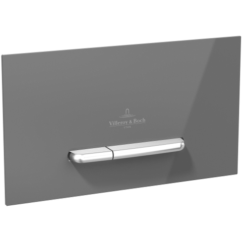 Villeroy & Boch Viconnect bedieningsplaat dualflush frontbediend - 25.3x14.5cm - glas zwart/RVS - Glass Black (glans zwart) SW106651