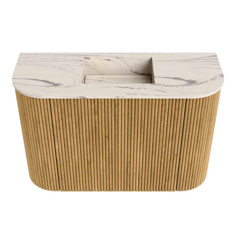 Mondiaz JOYA-DLUX 63.2cm toiletmeubel - ronding links en rechts kleur Oak - Wastafel FAYE positie Midden Zonder kraangat kleur Nata. SW1424058