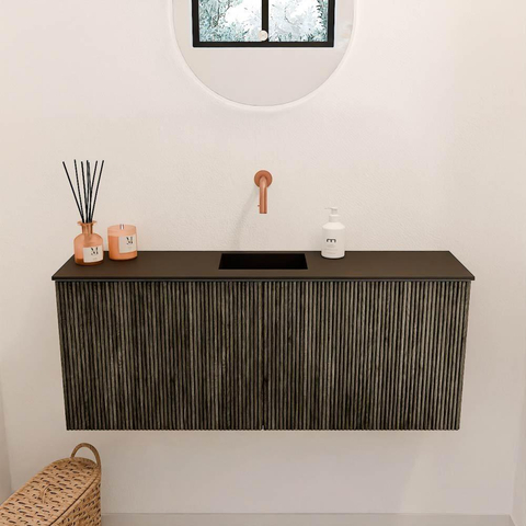 Mondiaz JOYA 100cm meuble de salle de bains - couleur Shadow - Vasque FAYE position Milieu Sans trou de robinet couleur Urban SW1421495