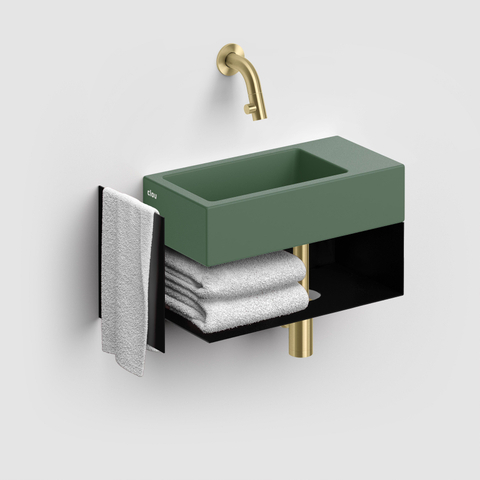 Clou Flush 3 lave-mains 36x18cm s. trou de robinet à droite vert pin mat cér. SW795725