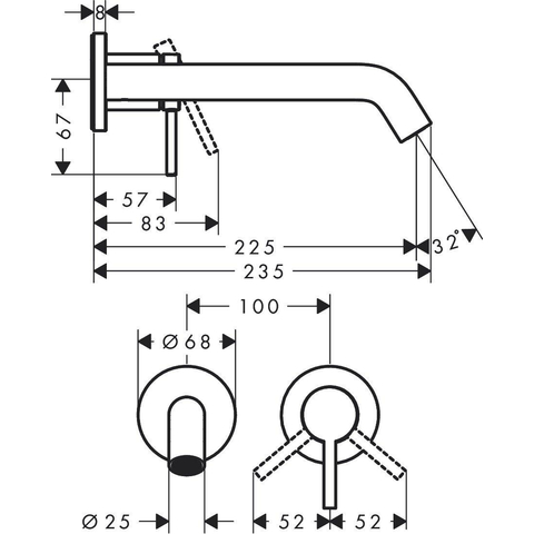 Hansgrohe Tecturis S Mitigeur lavabo encastré - mitigeur - rond - monocommande - bec 22.5 cm - blanc mat SW918644