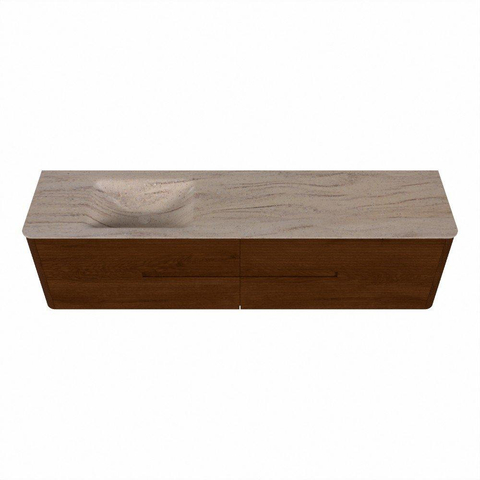 Mondiaz CIRO-DLUX Badkamermeubelset - 190x45x50cm - Solid surface wastafel Saba - 1 wasbak Links - zonder kraangaten - 4 lades - Ruby SW1531933