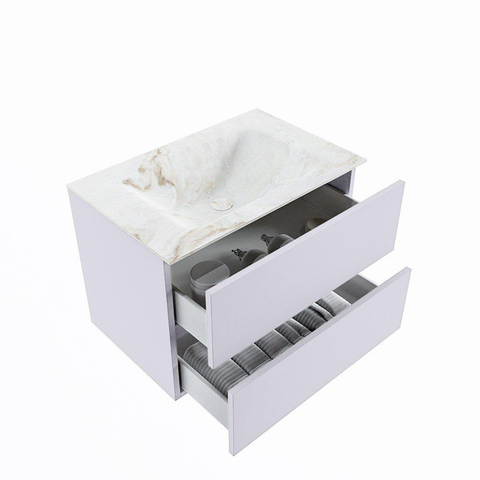 MONDIAZ VICA-DLUX Ensemble meuble de salle de bains - 70cm - meuble bas cale - 2 tiroirs - lavabo encastré cloud central - sans trous de robinet - version haute 60cm - frape SW1089046