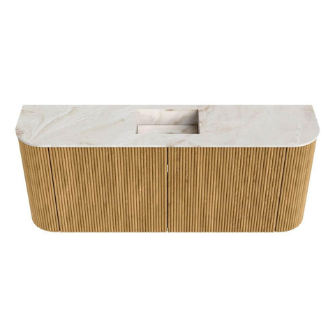 Mondiaz JOYA-DLUX 103.2cm meuble de salle de bains - arrondis gauche et droite couleur Chêne - Vasque FAYE position Milieu Sans trou de robinet couleur Frappe. SW1421953