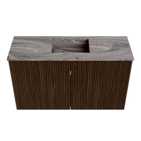 Mondiaz JOYA-DLUX 70cm toiletmeubel - kleur Walnut - Wastafel FAYE positie Midden Zonder kraangat kleur Sombra. SW1424729