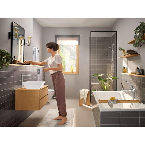 Hansgrohe Rebris e 1 greeps wastafelkraan - 240 - coolstart - voor waskommen - met trekwaste - hoogglans chroom SW796363
