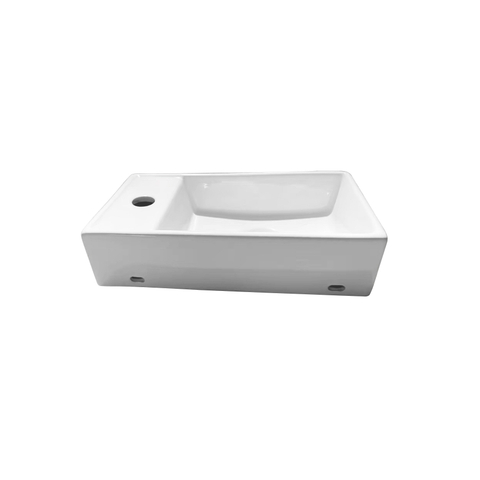 FugaFlow Efficiente Pietra Ensemble lave-mains - 40x22x10cm - céramique - trou de robinet à droite - robinet de lave-mains chromé - bonde - siphon bas - blanc brillant SW1483426