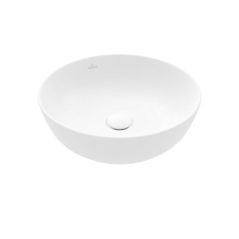 Villeroy & Boch Artis opzetwastafel rond - diameter 43x12.5cm CeramicPlus - zonder kraangat - zonder overloop - zonder plug - Stone White (mat wit) SW209528