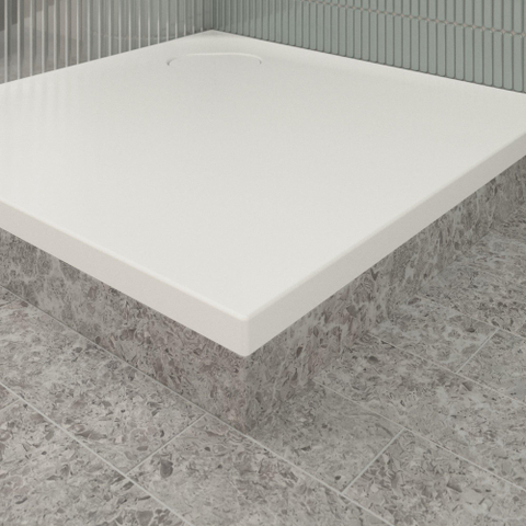 Villeroy & Boch Ecora douchebak - 80x80x3.5cm - hoekafvoer - stone white (wit) SW1558938
