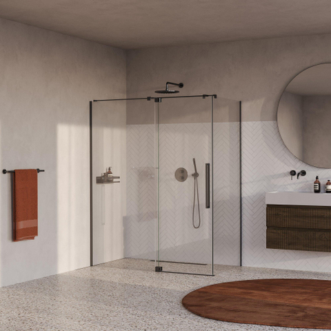 BRAUER Stellar Cabine de douche - 160x80x200cm - porte battante - revêtement verre - réversible - verre clair - gunmetal brossé PVD SW1418049