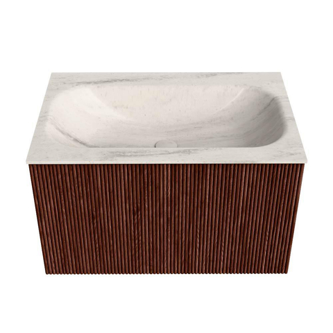 MONDIAZ KURVE-DLUX Meuble de salle de bains 70 cm couleur Ruby avec 1 tiroir et 0 porte. Lavabo BIG SMALL Central 1 trou de robinet Meli. SW1432038