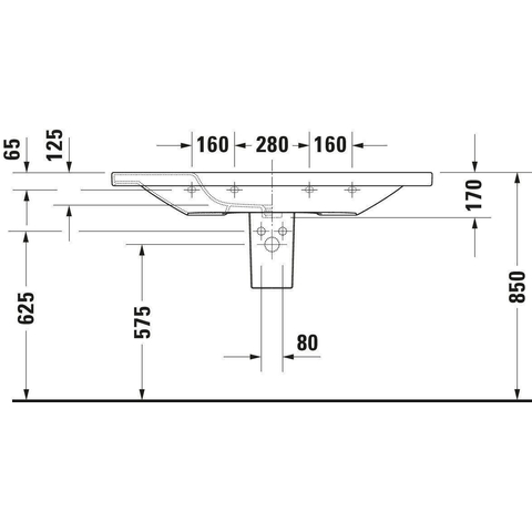 Duravit Durastyle Meubelwastafel - met overloop - met 1 kraangat - 120x48cm - met wondergliss - wit SW54154