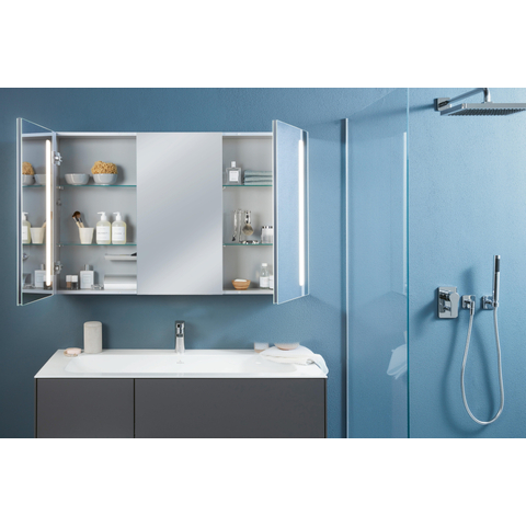 Villeroy & Boch my view 14 My View spiegelkast - met 2 deuren - met geïntegreerde LED verlichting verticaal - 120x75x17.3cm - zilver 1024982