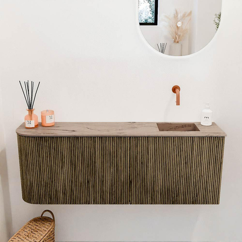 Mondiaz JOYA-DLUX 111.6cm toiletmeubel - ronding links kleur Dusk - Wastafel FAYE positie Rechts Zonder kraangat kleur Arena. SW1425782