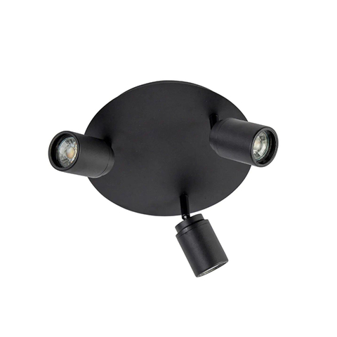 QAZQA Ducha plafonnier de salle de bains - 25x25cm - 3 spots - IP44 - noir mat SW1187202