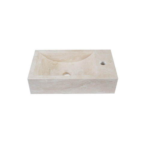 Saniclass Holz Atelier Ensemble de meuble de toilette - 40x60.5cm - 1 porte - lave-mains travertin - trou de robinet à droite - walnut pure SW1577783