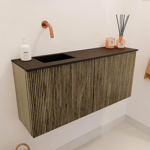 Mondiaz JOYA 90cm meuble de salle de bains - couleur Dusk - Vasque FAYE position Gauche Sans trou de robinet couleur Urban SW1421644