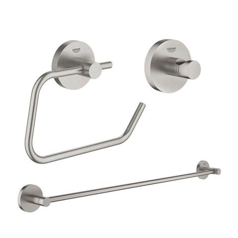 Grohe Essentials Accessoireset 3-delig - handdoekhouder - handdoekhaak - toiletrolhouder zonder klep - Supersteel (RVS) SW529086