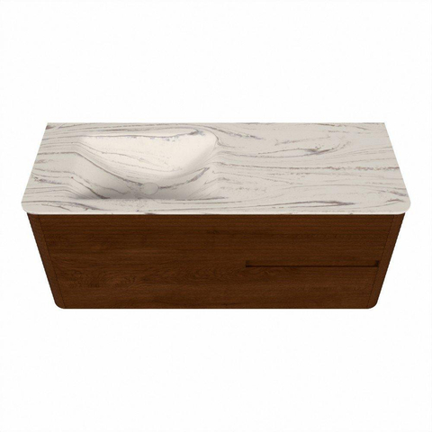 Mondiaz CIRO-DLUX Badkamermeubelset - 120x45x50cm - Solid surface wastafel Nata - 1 wasbak Links - 1 kraangat - 2 lades - Ruby SW1532041