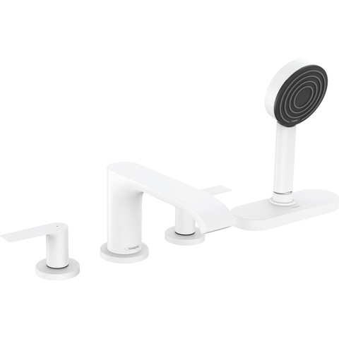 Hansgrohe Vivenis mitigeur bain sur gorge - 4 trous - deux poignées - avec douchette - blanc mat SW647116