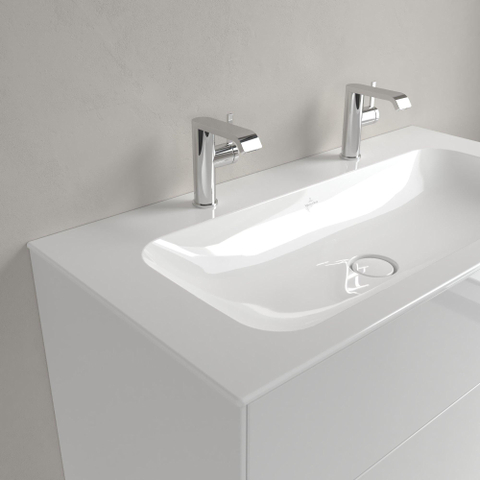 Villeroy & Boch finion meubelwastafel - met 2 kraangaten - 100x50cm CeramicPlus - zonder overloop - White Alpine (glans wit) SW106524