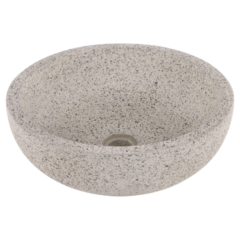Differnz Terrazzo waskom - 40x40x15cm - rond - terrazzo - mat wit/zwart SHOWROOMMODEL SHOW26993
