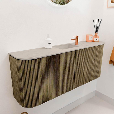 Mondiaz JOYA-DLUX 103.2cm toiletmeubel - ronding links en rechts kleur Dusk - Wastafel FAYE positie Midden 1 kraangat kleur Opalo. SW1423379