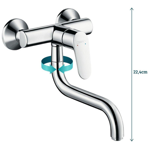 Hansgrohe Focus m41 keukenkraan - voor wandmontage - met koppelingenHOH=15cm - hoogglans chroom 0451500