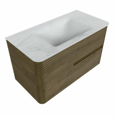 Mondiaz CIRO-DLUX Badkamermeubelset - 90x45x50cm - Solid surface wastafel Opalo - 1 wasbak Midden - zonder kraangaten - 2 lades - Dusk SW1532938