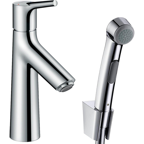 Hansgrohe Talis S Bidetset - met 1 gats wastafelkraan - met handdouche en doucheslang - hoogglans chroom SW29021